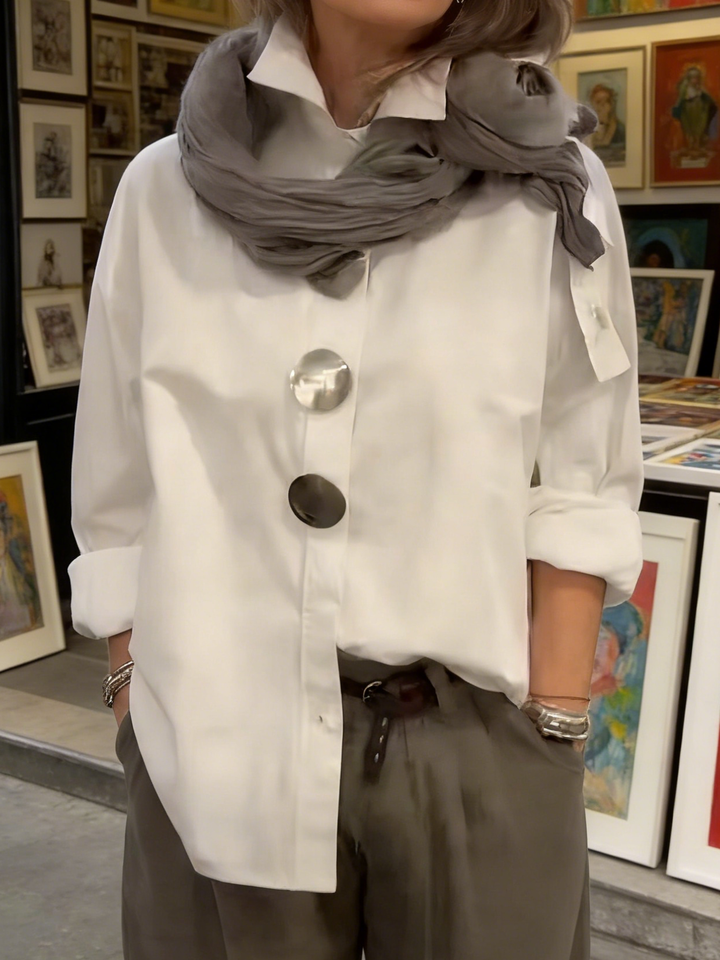 Stellara | Stand Collar Button Blouse