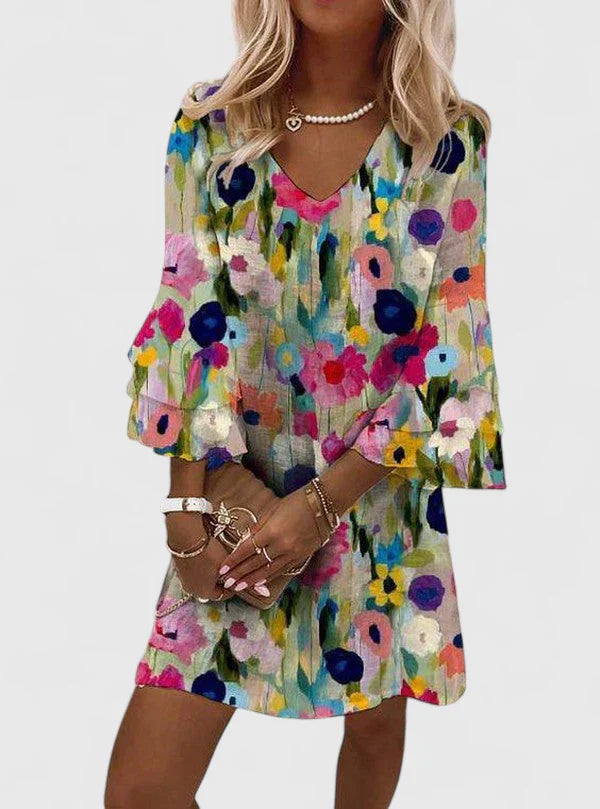 Maribel | Floral V-Neck Mini Dress