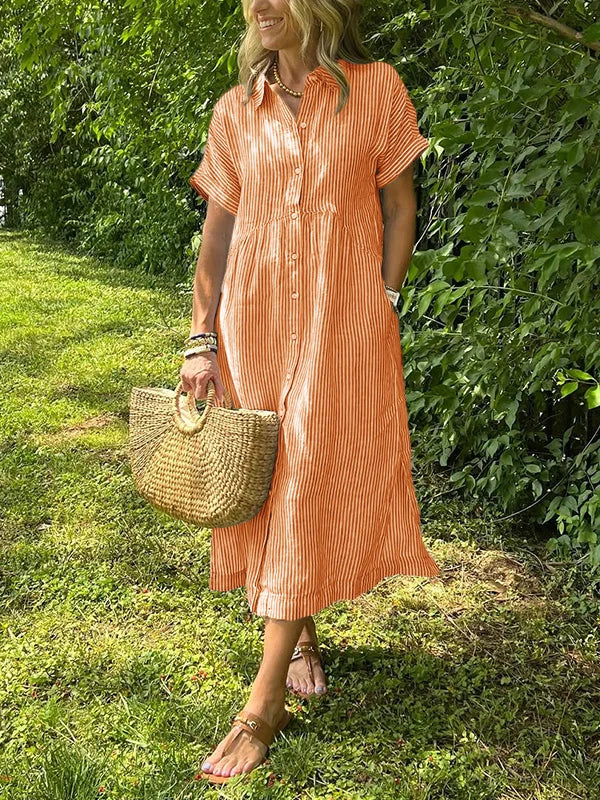 Clara | Relaxed Striped Button Dress