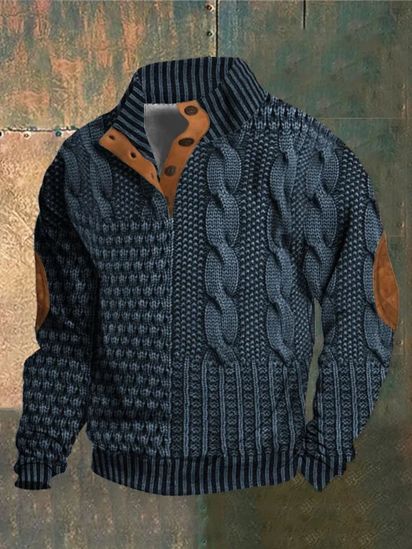 Orson | Men’s Patchwork Knit Crew Neck Jumper