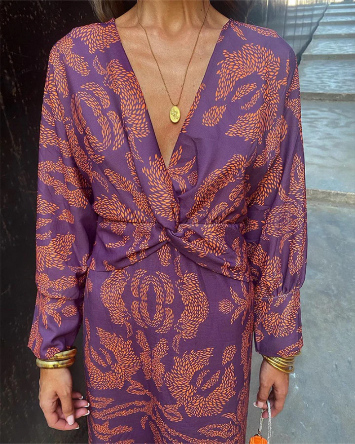 Julie | Women's Long-Sleeve Printed Maxi Dress
