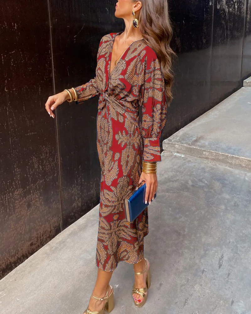 Julie | Women's Long-Sleeve Printed Maxi Dress