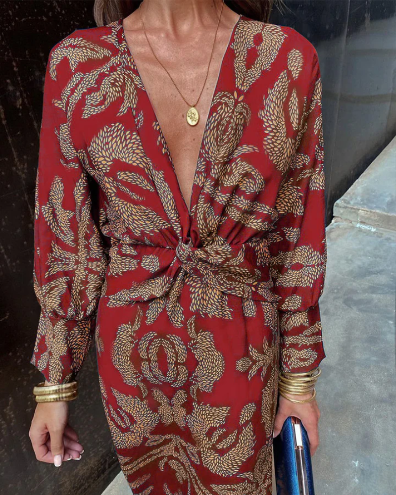 Julie | Women's Long-Sleeve Printed Maxi Dress