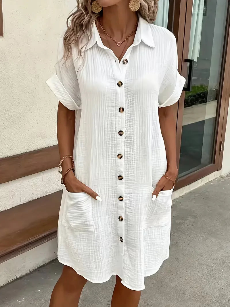 Marlena | Cotton Gauze Button-Front Shirt Dress