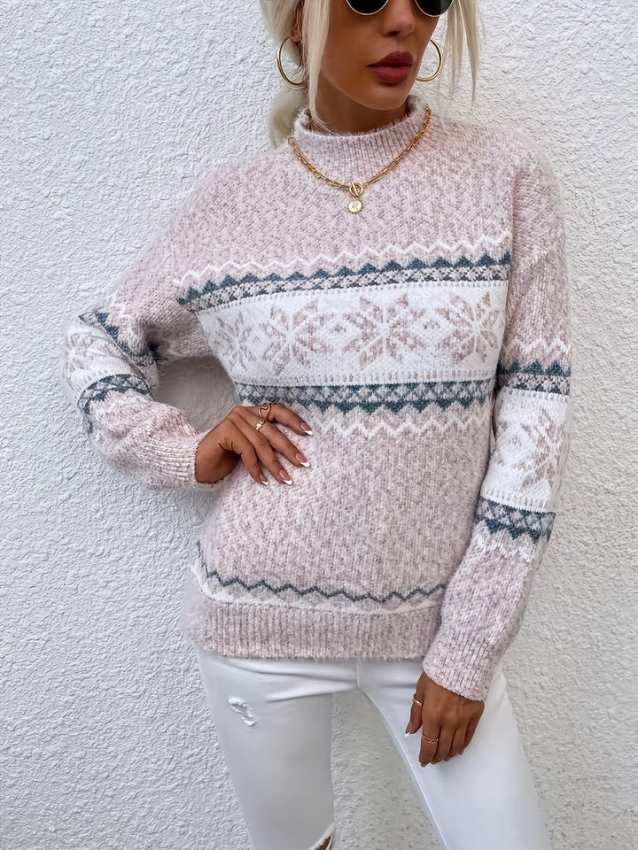 Sienna | Geometric Pattern Round-Neck Jumper