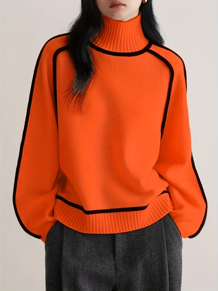 Clara | Colour Block Round-Neck Pullover Sweater