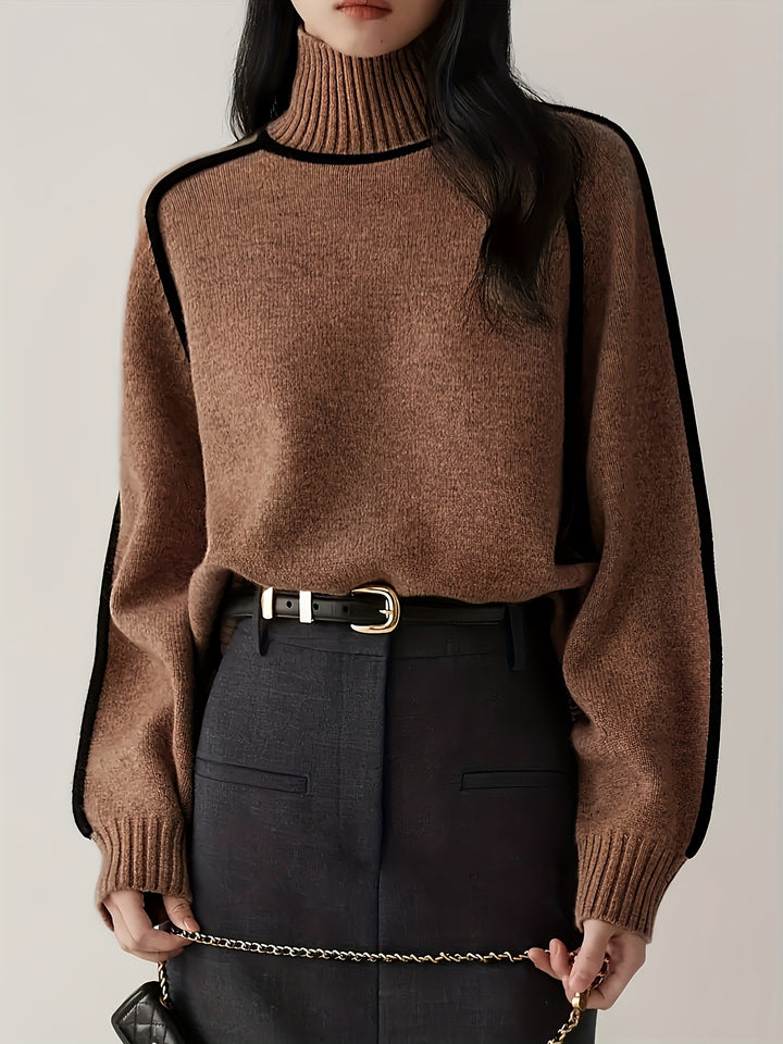 Clara | Colour Block Round-Neck Pullover Sweater