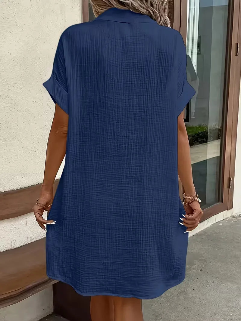 Marlena | Cotton Gauze Button-Front Shirt Dress