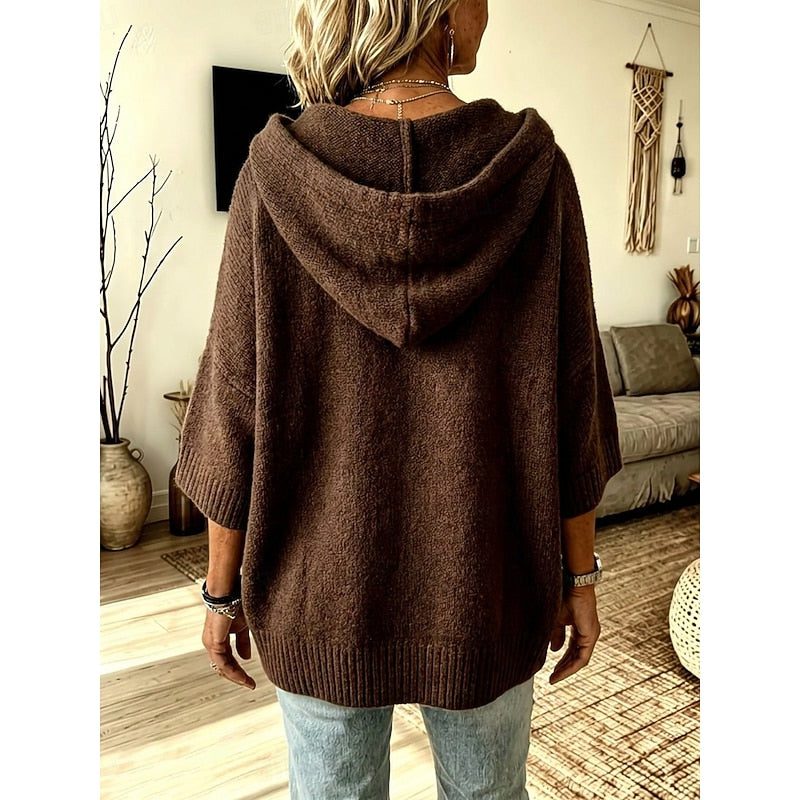 Eveline | Oversized Hooded Open-Front Cardigan