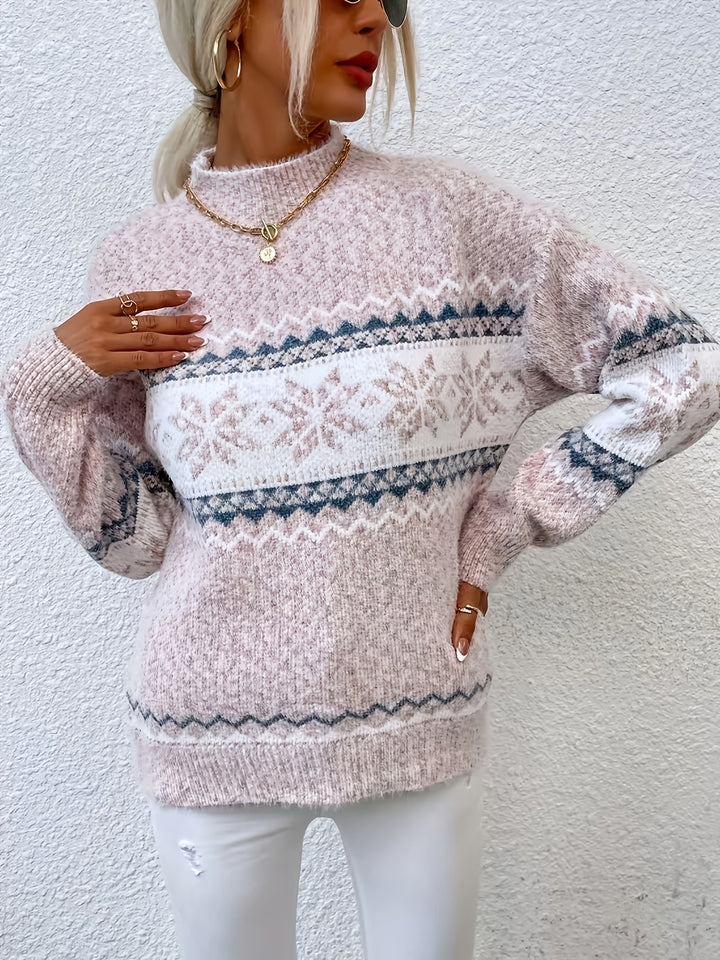 Sienna | Geometric Pattern Round-Neck Jumper