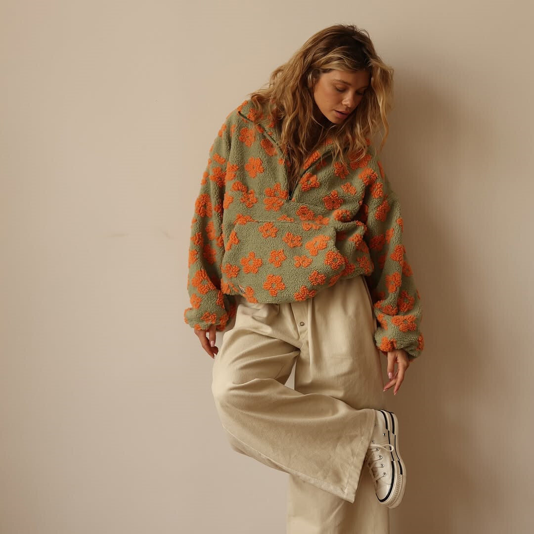 Jessie | Women’s Sweater Floral Quarter Zip