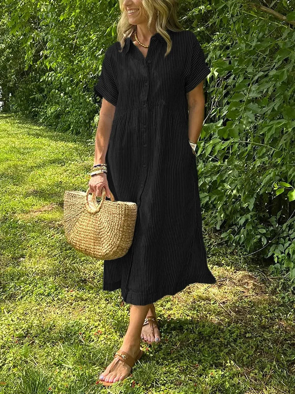 Clara | Relaxed Striped Button Dress
