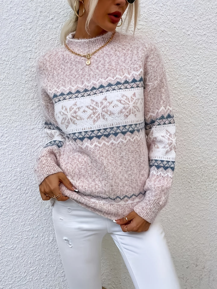 Sienna | Geometric Pattern Round-Neck Jumper