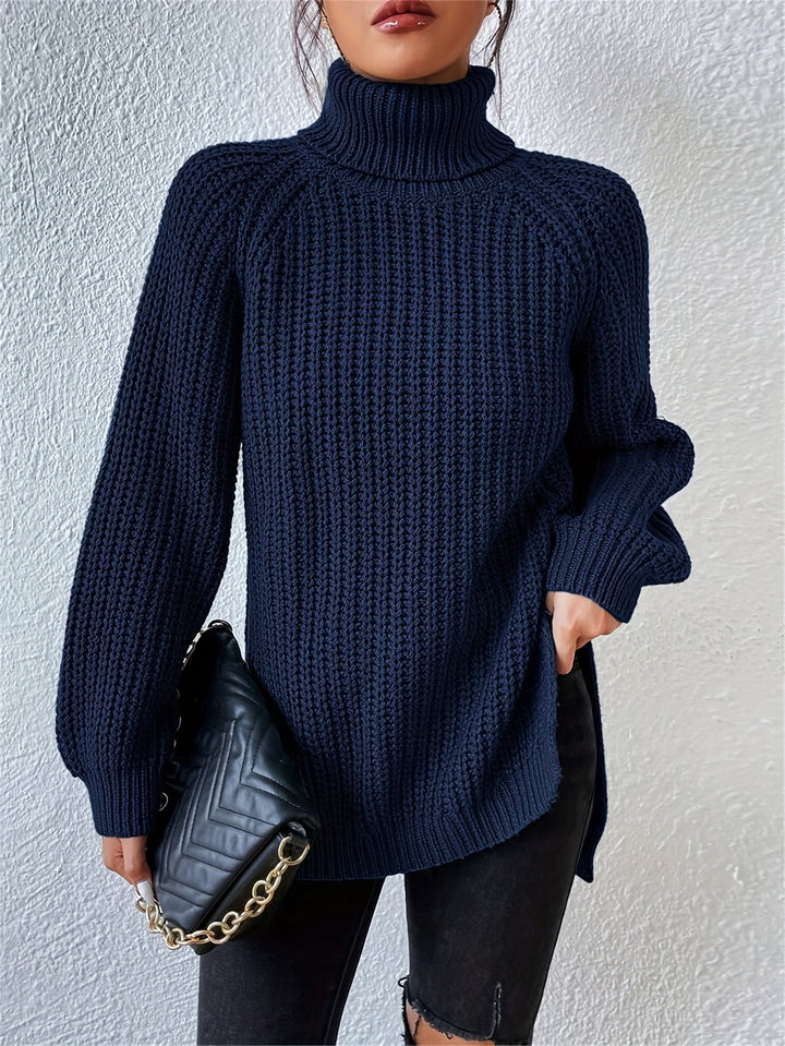 Marlowe | High-Neck Slit-Hem Ribbed Jumper
