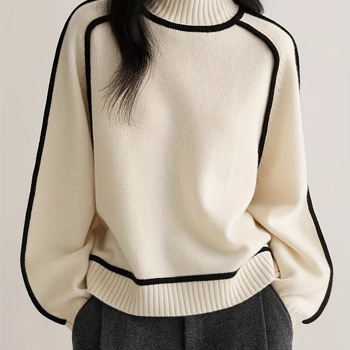 Clara | Colour Block Round-Neck Pullover Sweater