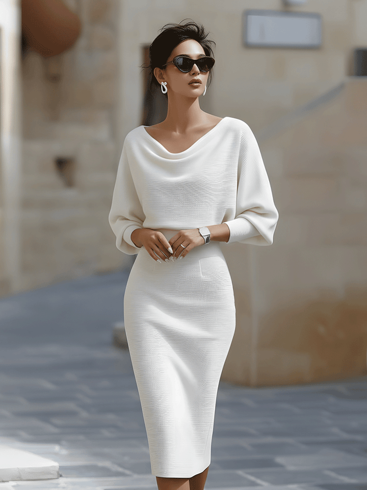 Della | Women's Draped Batwing Midi Dress