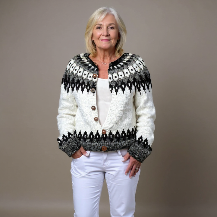 Camille | Women's Nordic-Pattern Button-Front Cardigan