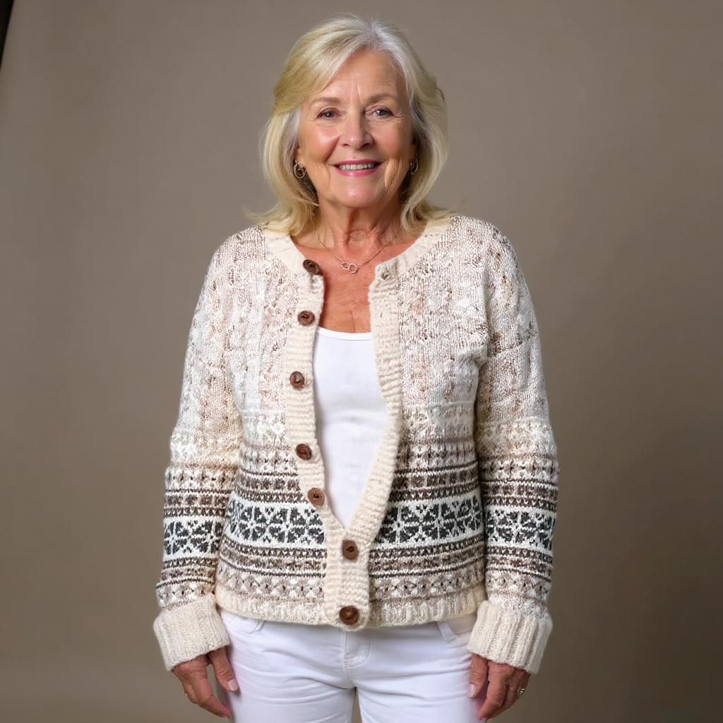 Elodie | Women's Nordic-Pattern Button-Front Cardigan