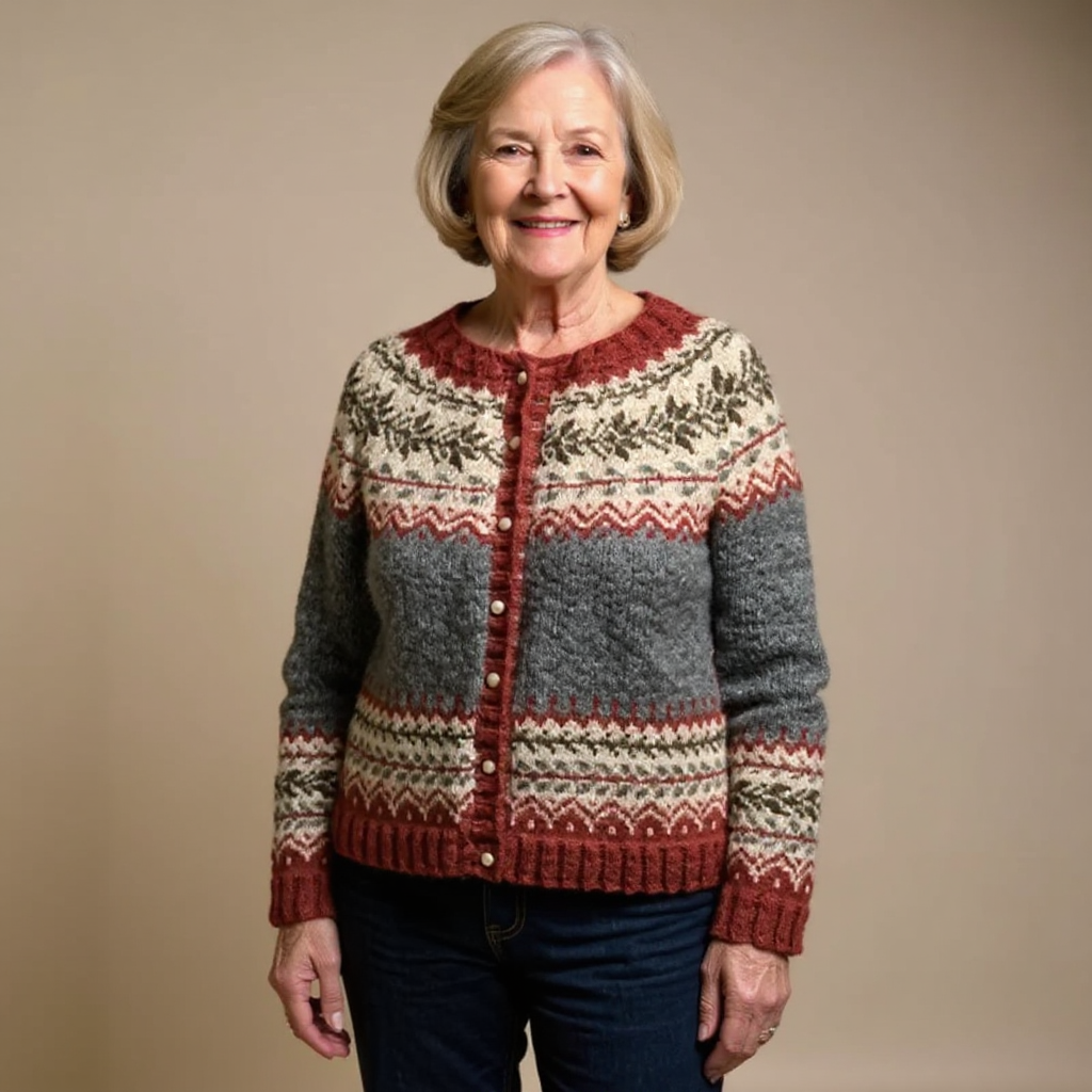 Vivienne | Women's Nordic-Pattern Button-Front Cardigan