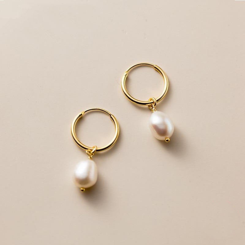 Rosalie | Women's Pearl Drop Hoop Earrings