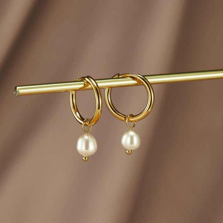 Rosalie | Women's Pearl Drop Hoop Earrings