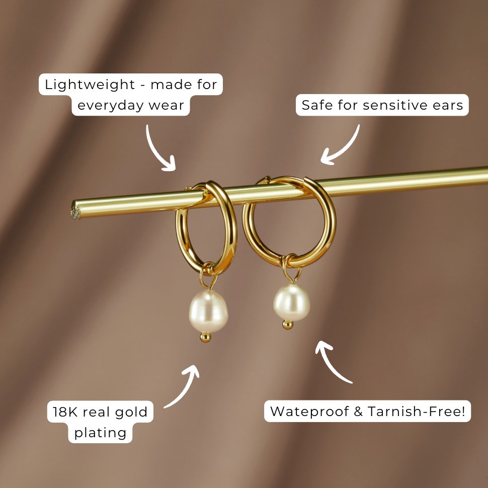 Rosalie | Women's Pearl Drop Hoop Earrings