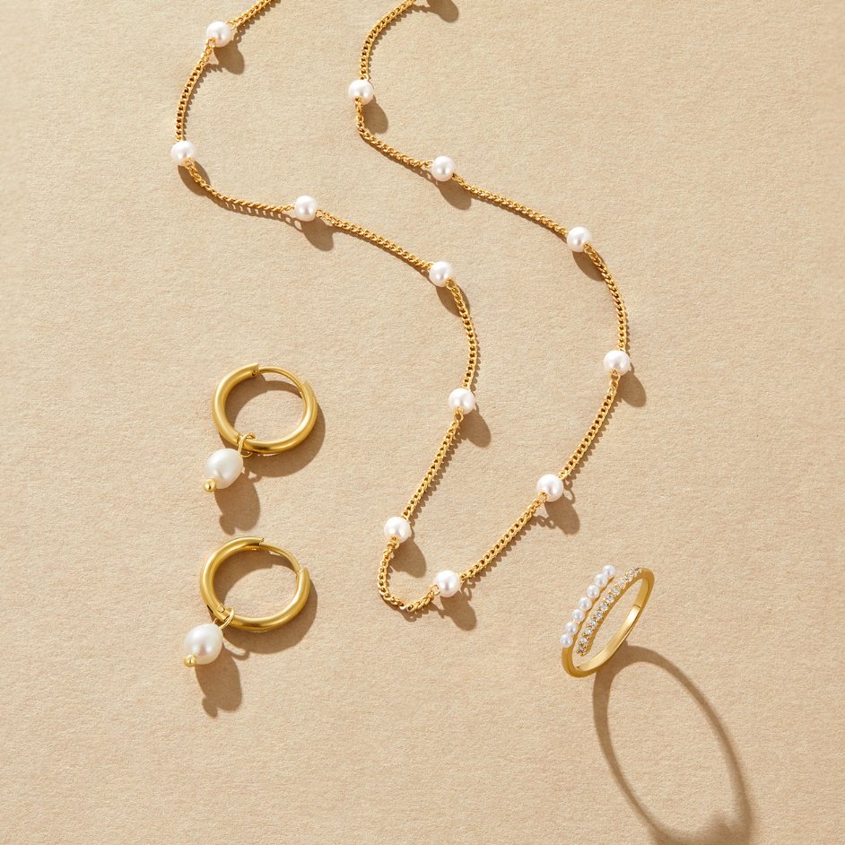 Rosalie | Women's Pearl Drop Hoop Earrings