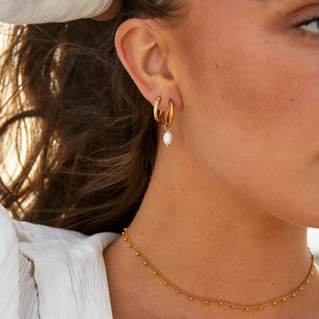 Rosalie | Women's Pearl Drop Hoop Earrings
