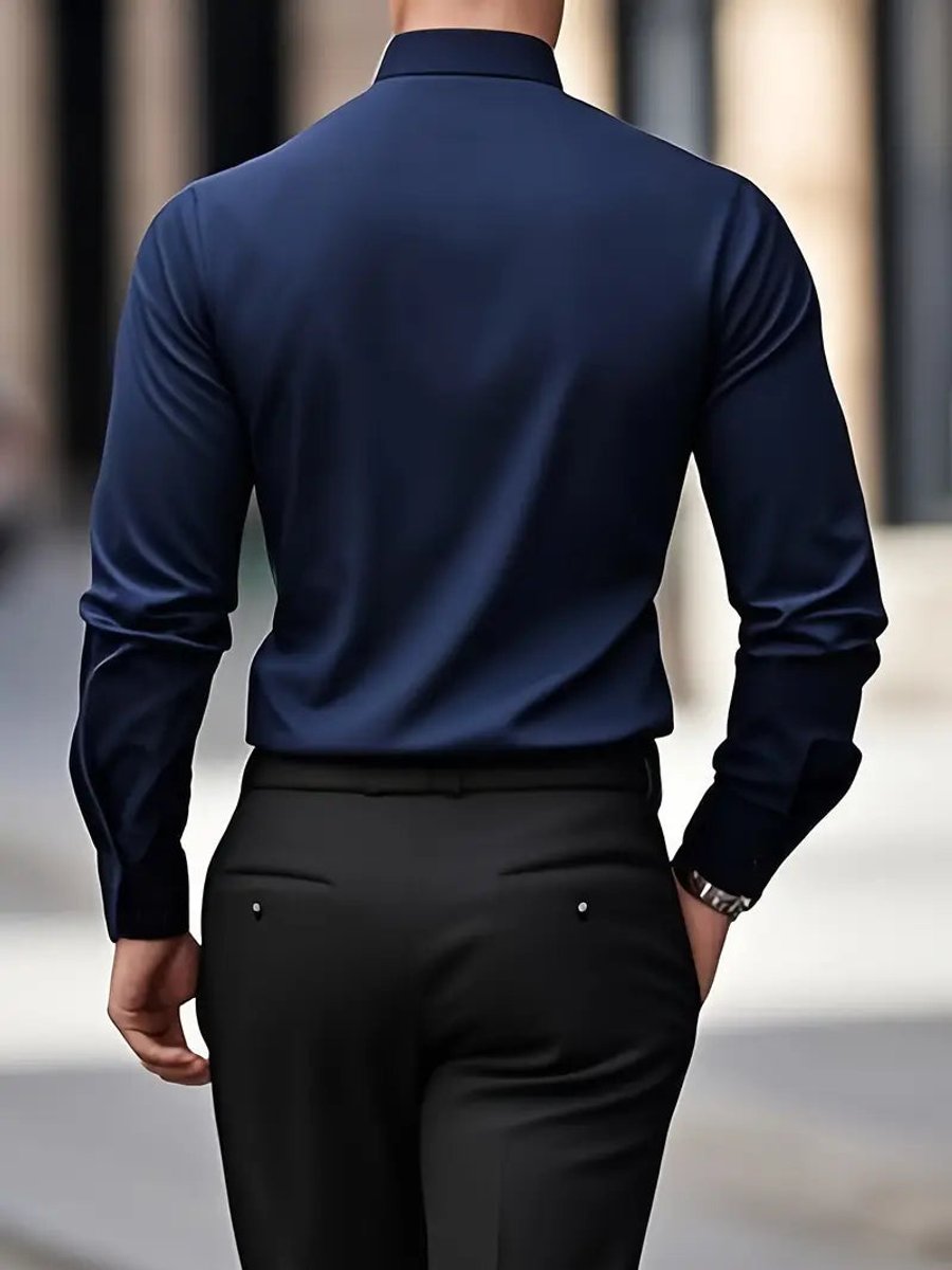 Stefan | Herren Slim-Fit Knitterfreies Langarm Business-Hemd