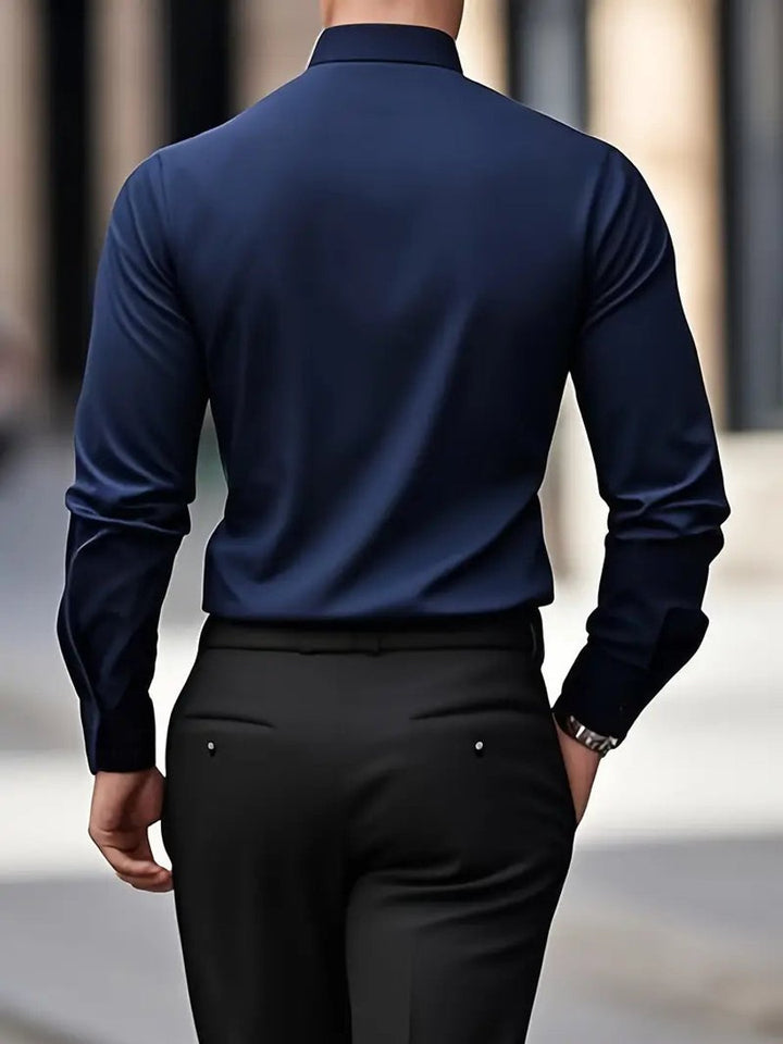 Stefan | Herren Slim-Fit Knitterfreies Langarm Business-Hemd