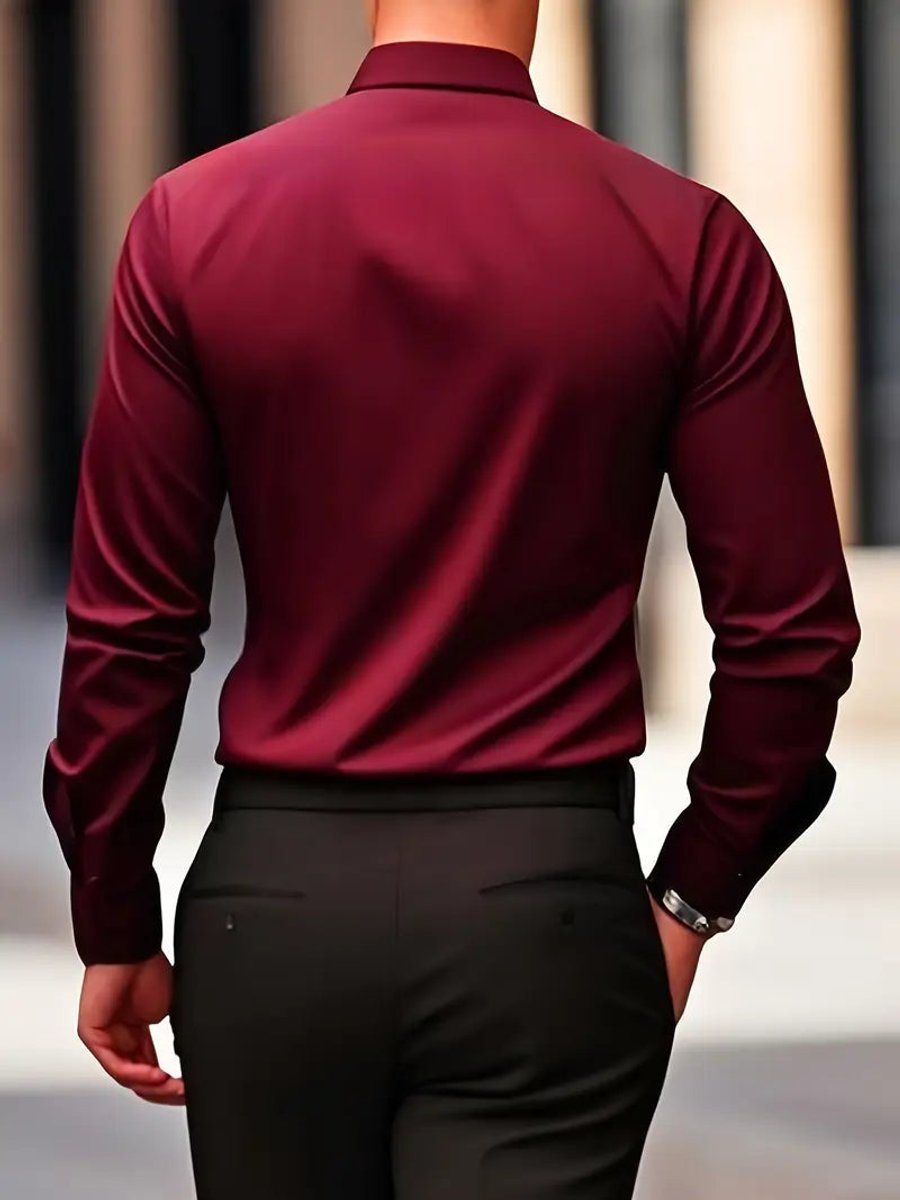 Stefan | Herren Slim-Fit Knitterfreies Langarm Business-Hemd