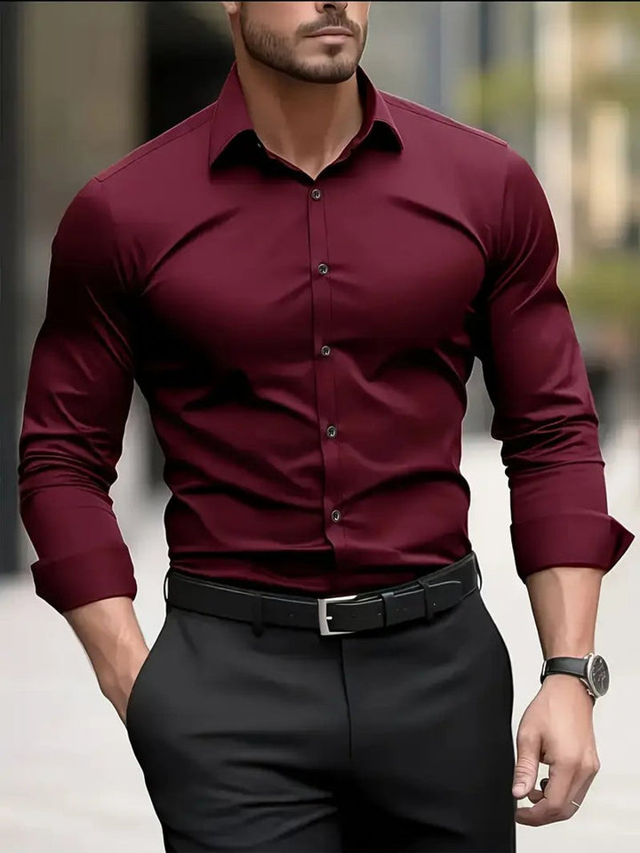 Stefan | Herren Slim-Fit Knitterfreies Langarm Business-Hemd