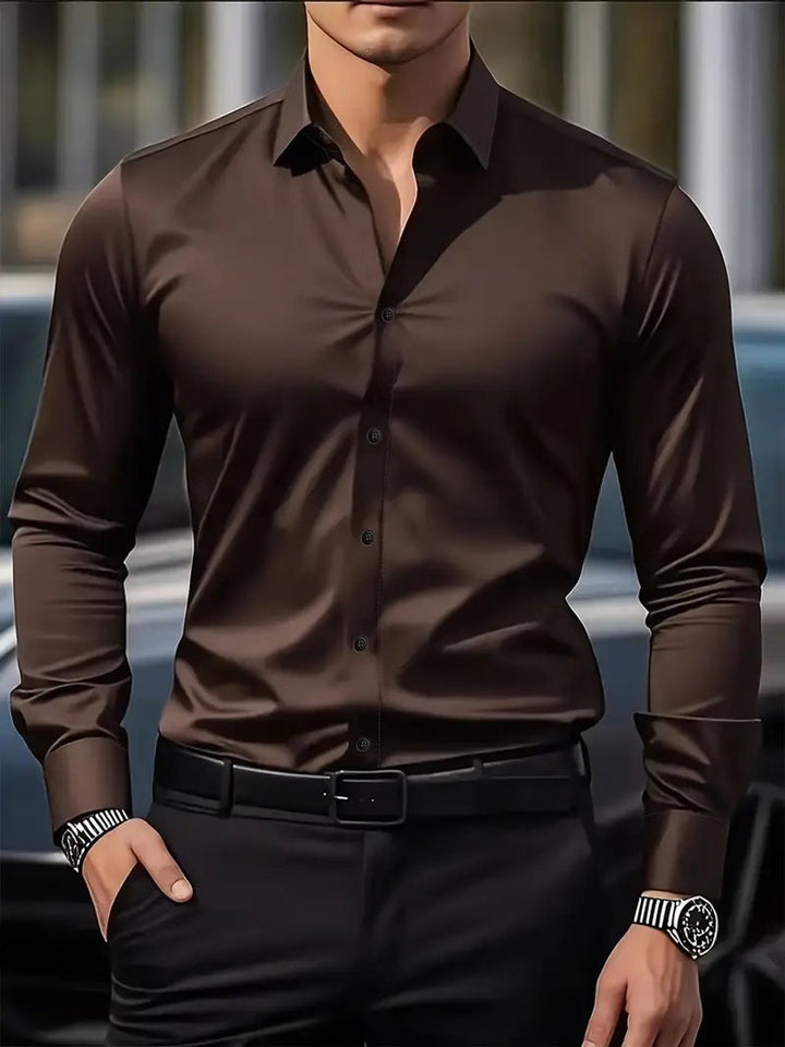Stefan | Herren Slim-Fit Knitterfreies Langarm Business-Hemd
