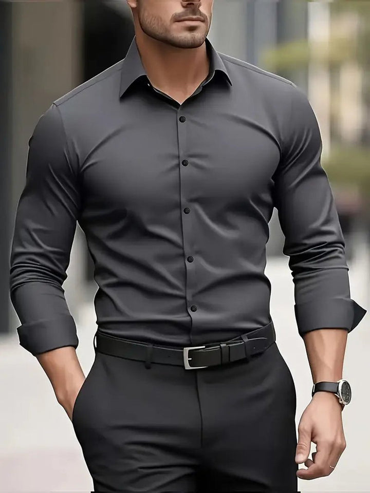 Stefan | Herren Slim-Fit Knitterfreies Langarm Business-Hemd