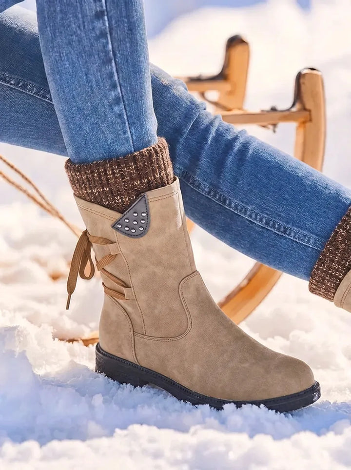 Olive | Women's Mid-Calf Boots with Knit Cuff