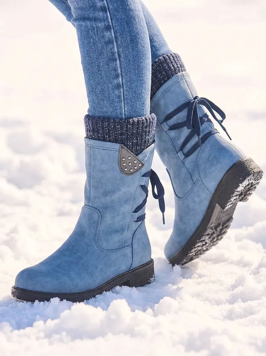 Olive | Women's Mid-Calf Boots with Knit Cuff
