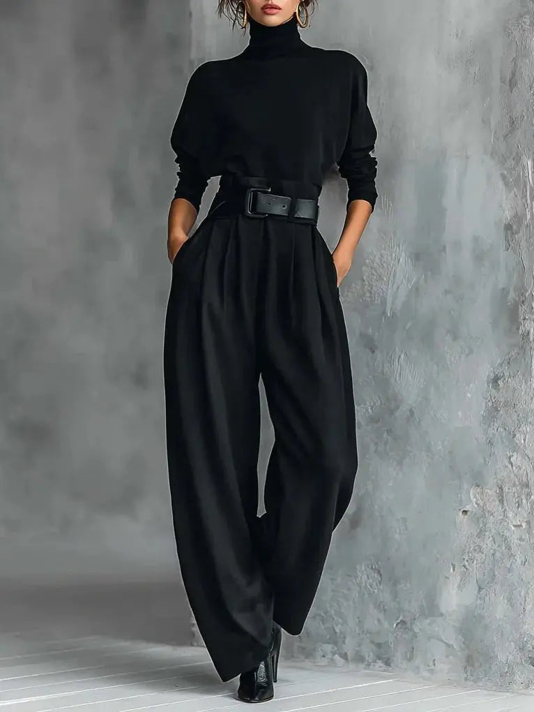 Serelle | High-Neck Jumper & Belted Trouser Set