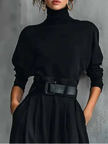 Serelle | High-Neck Jumper & Belted Trouser Set