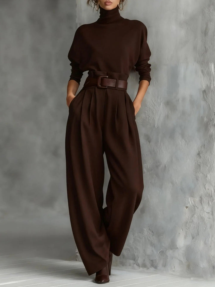 Serelle | High-Neck Jumper & Belted Trouser Set