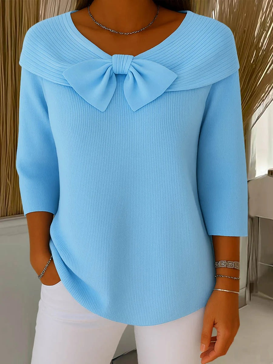 Carla | Women’s Sweater Bow Detail Round Neck