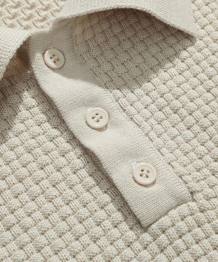 Alaric | Men’s Textured Long-Sleeve Polo Shirt