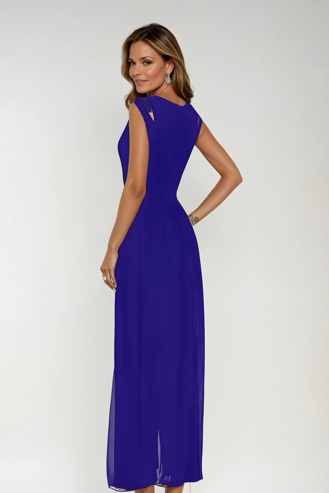 Evelisse | Sleeveless Layered Maxi Evening Dress