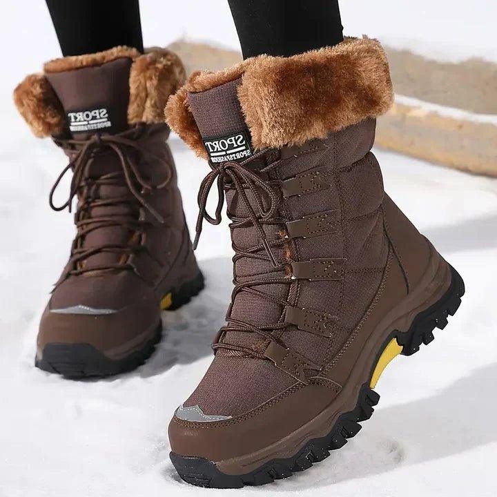 Winter Boots with Faux Fur Lining and Lace-Up for Women