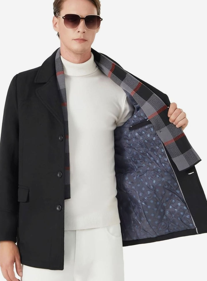 Matthew | Men's Overcoat with Detachable Scarf