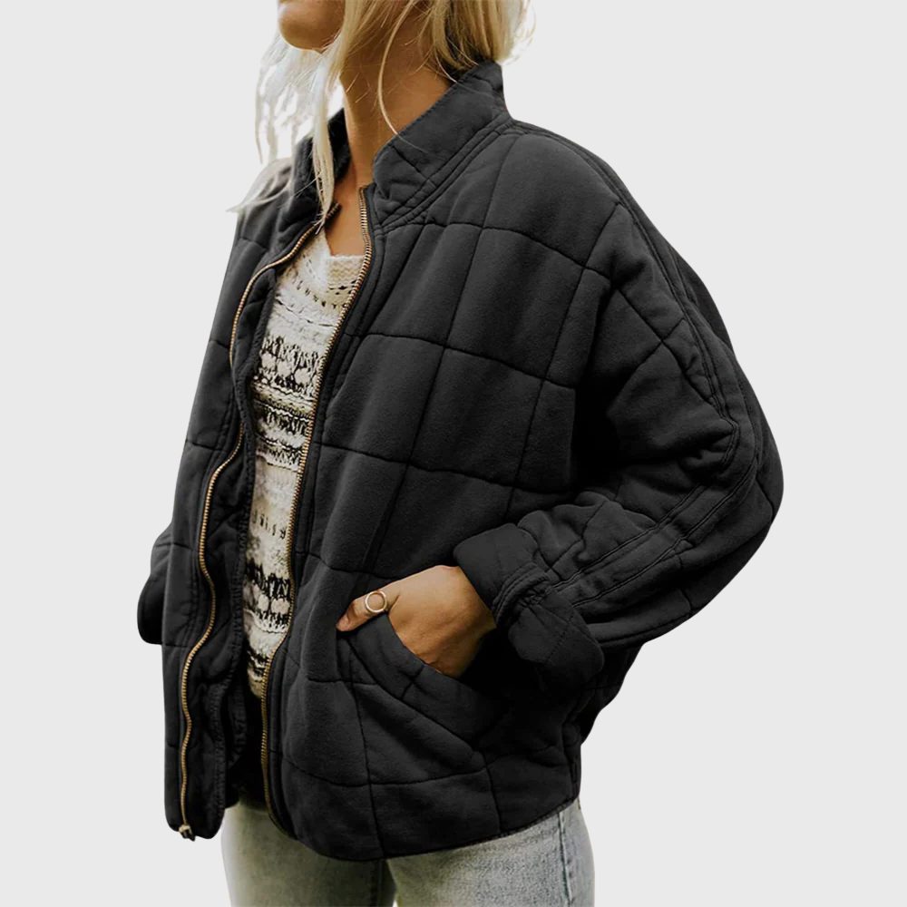 Quilted Oversized Bomber Jacket for Women