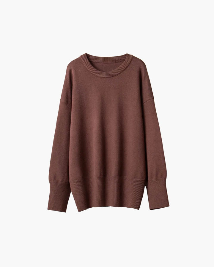 Ribbed Knit Oversized Jumper with Crew Neck for Women