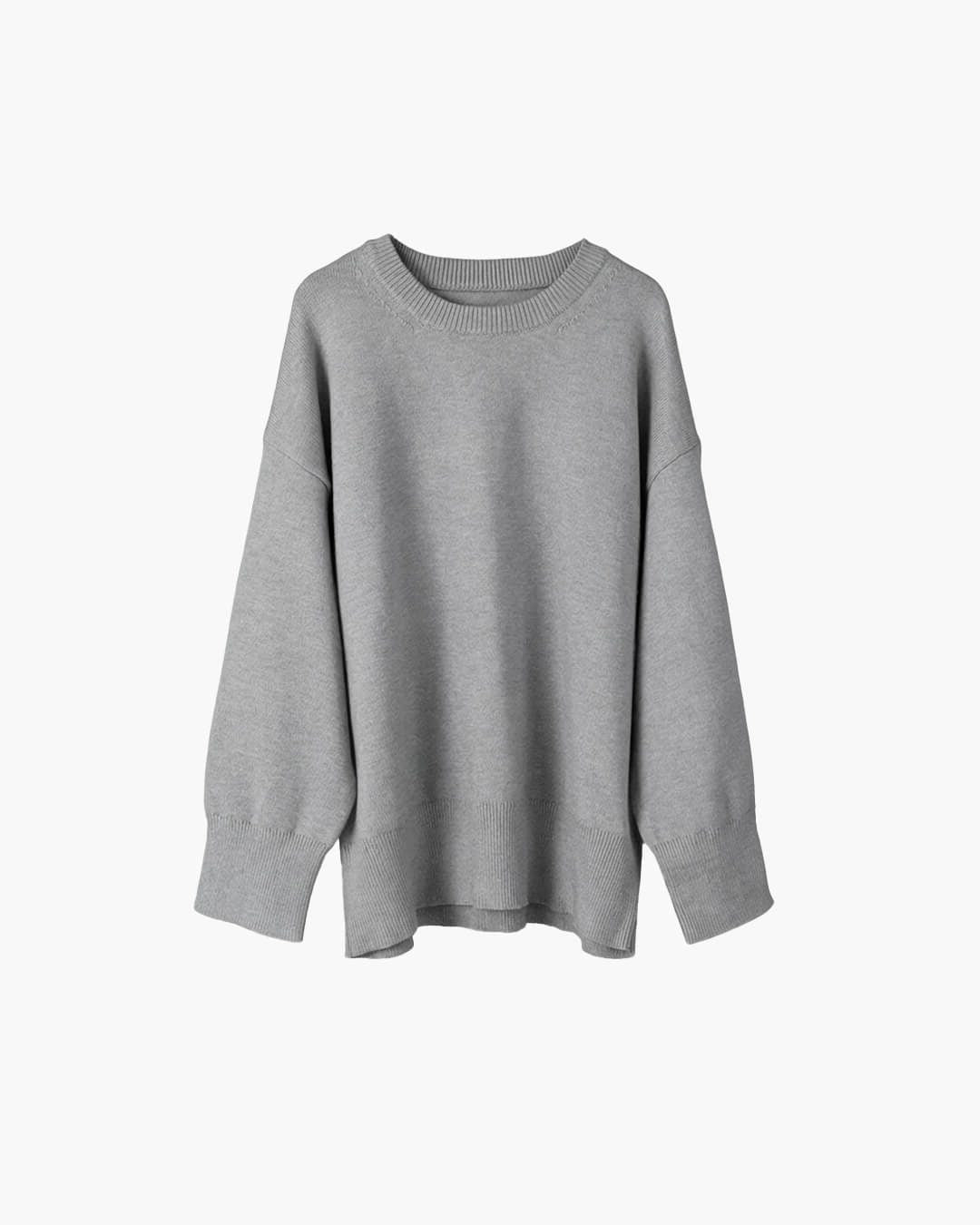 Ribbed Knit Oversized Jumper with Crew Neck for Women