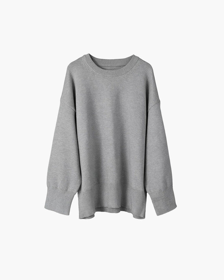 Ribbed Knit Oversized Jumper with Crew Neck for Women