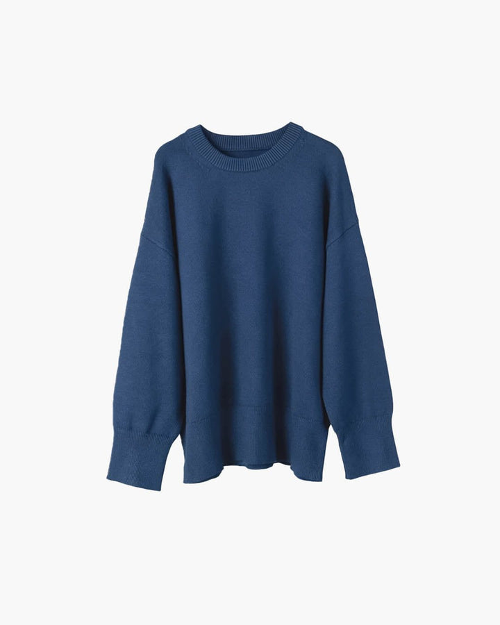 Ribbed Knit Oversized Jumper with Crew Neck for Women