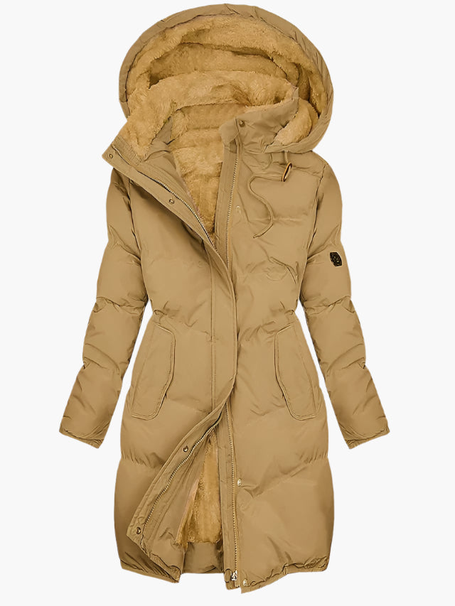 Emma | Women’s long winter coat with hood and faux fur